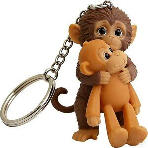 Punch The Monkey 3D Keychain Key Ring for Backpack Purse Car Keys